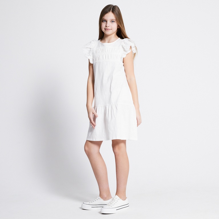 Broderie frill dress "Siv" Off white